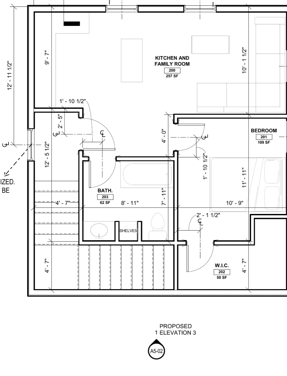 The Carriage floor plan — 631 sq ft Woodstock ADU layout