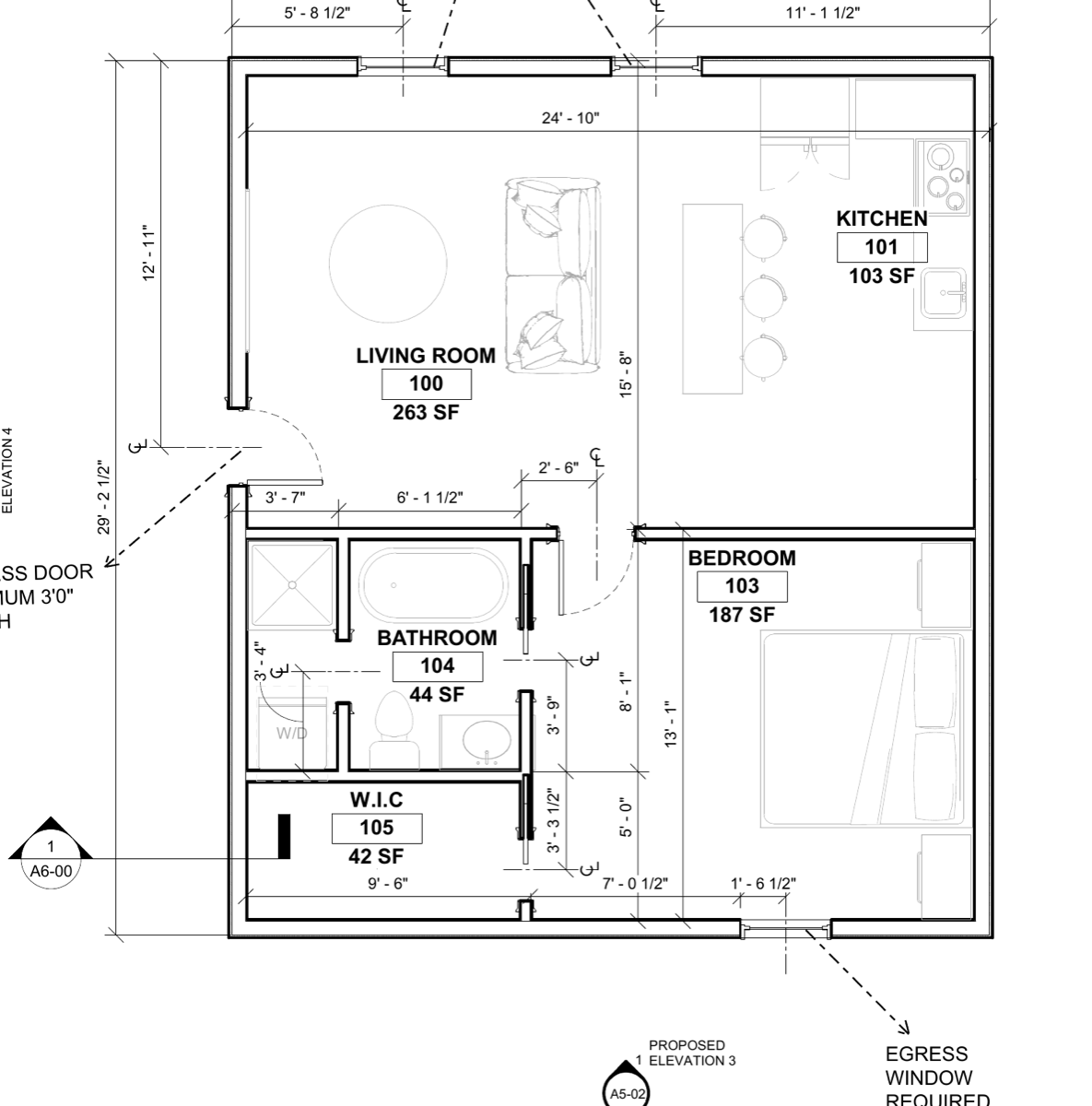 The Cottage floor plan — 660 sq ft Woodstock ADU layout