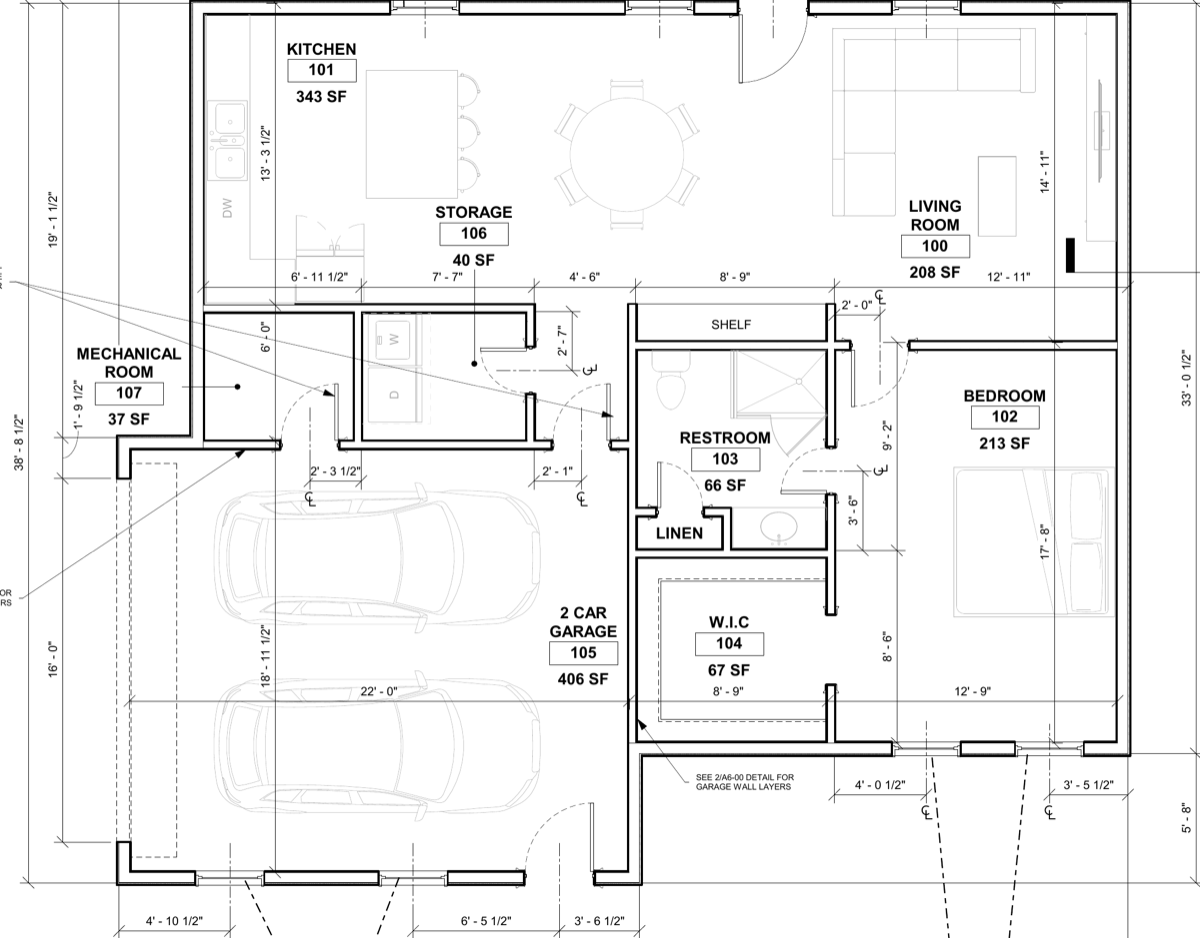 The Homestead floor plan — 1,032 sq ft Woodstock ADU layout